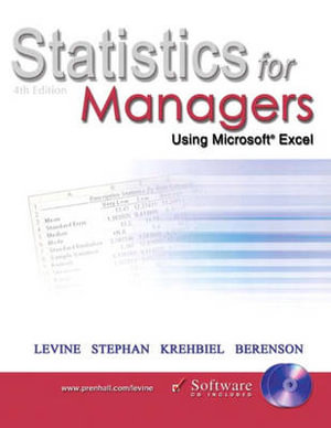 Cover of Statistics for managers using Microsoft Excell and student CD package